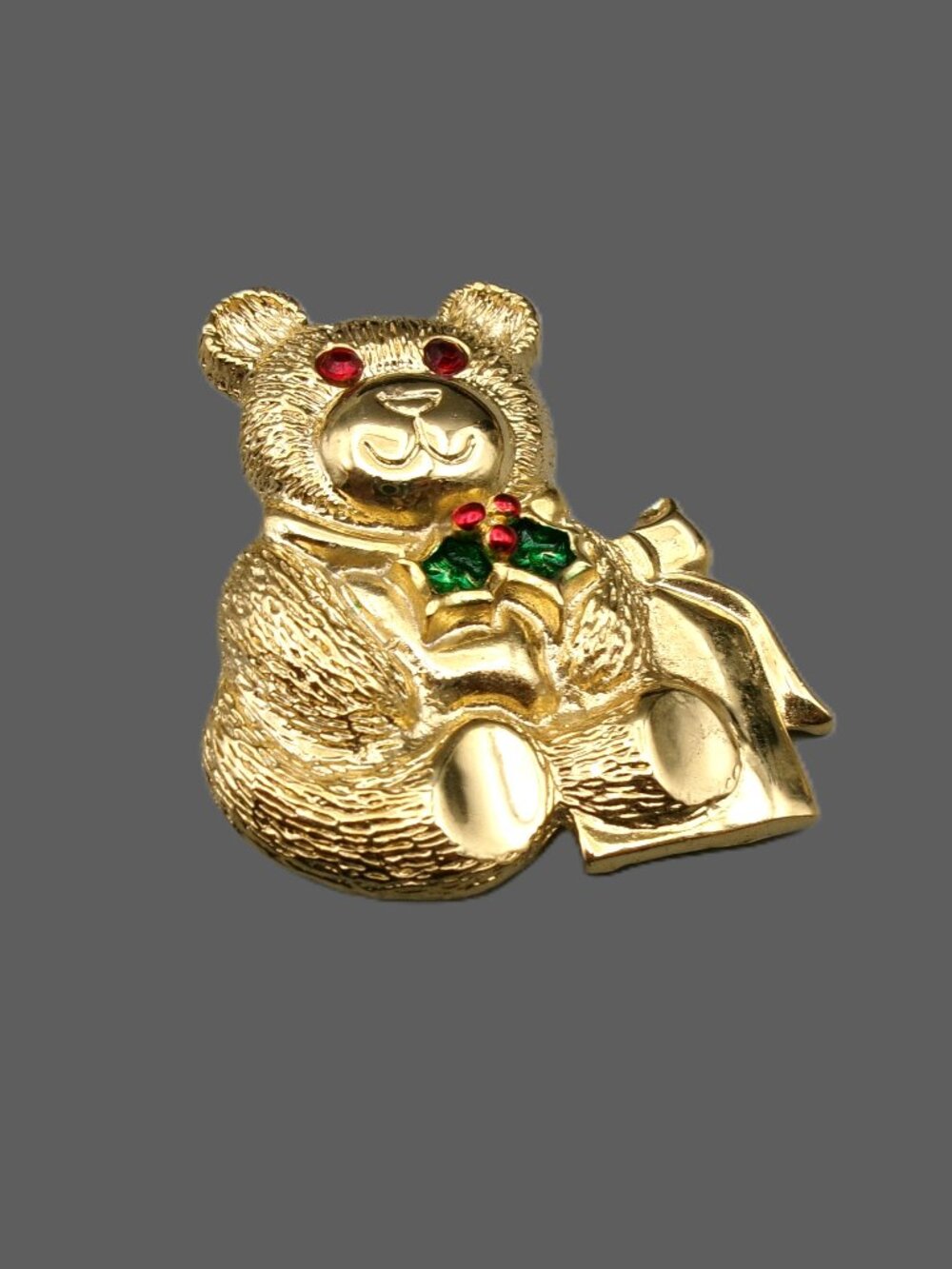 Vintage Gerry's Gold Teddy Bear Brooch Pin with Presents
